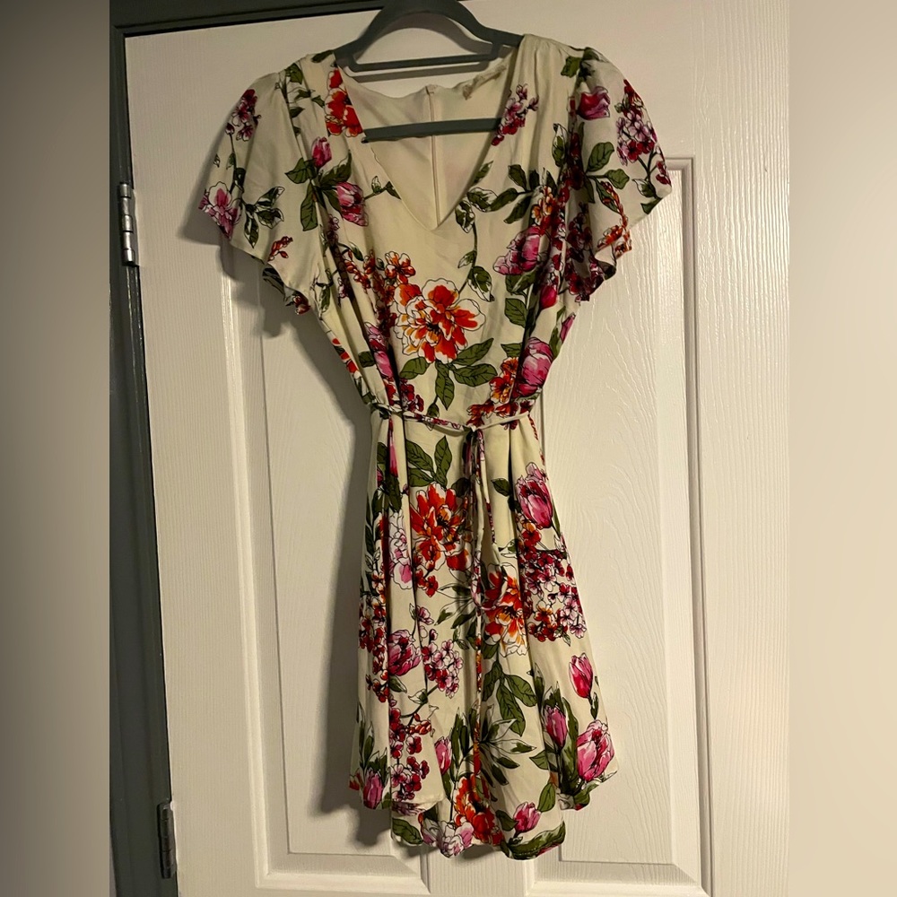 Cottagecore Mini Dress with String Belt